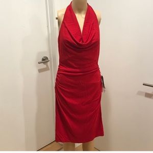 Nicole Miller HalterNeck Flattering Red Dr…